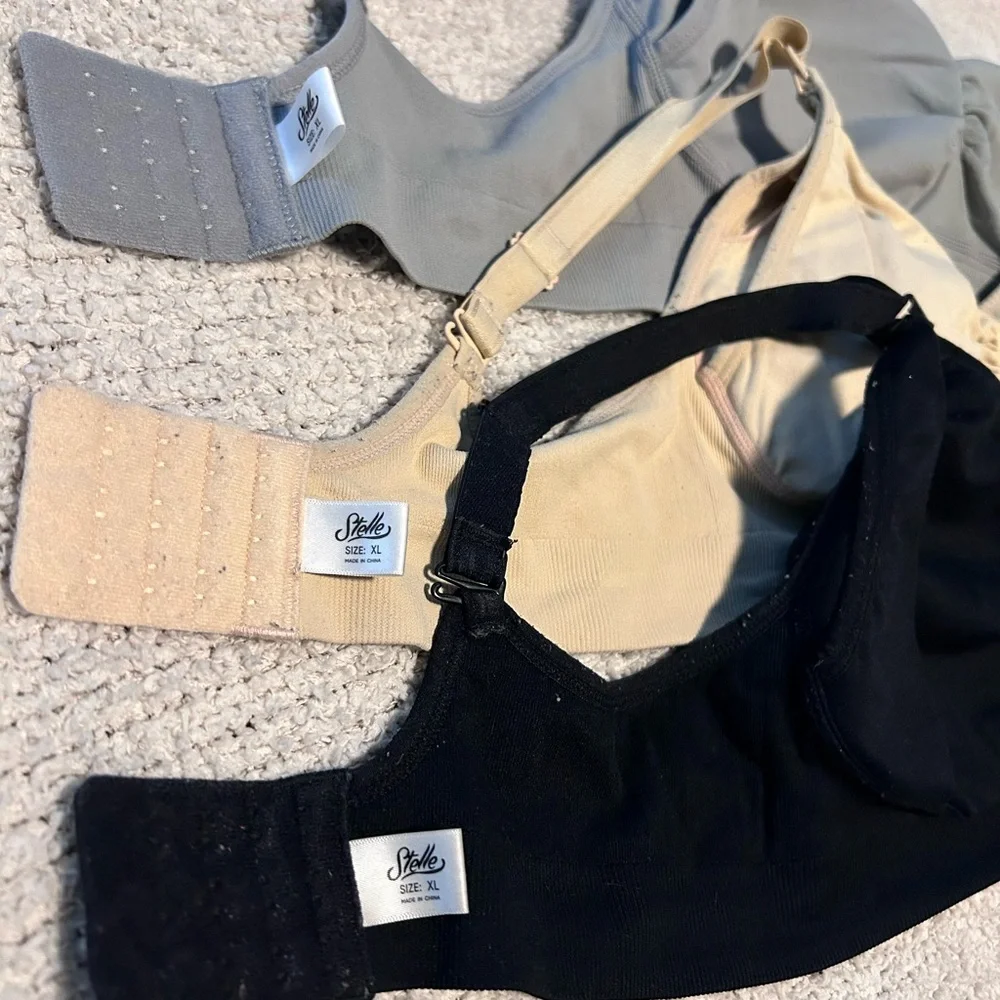 Set of Three Wireless Maternity Bras in Black, Beige, and Gray - Picture 4 of 4